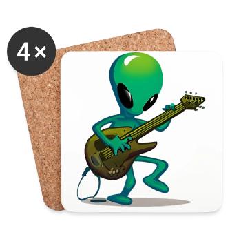 Guitariste extraterrestre - Dessous de verre (lot de 4) - blanc - Devant