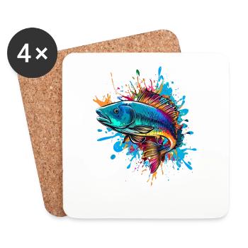 Colorful fish - Coasters (set of 4) - white - Front