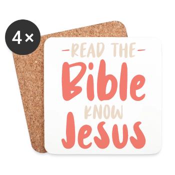 Die Bibel Lesen Christlicher Glaube Gott Jesus - Untersetzer (4er-Set) - Weiß - Vorne