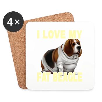 J’aime mon gros beagle - Dessous de verre (lot de 4) - blanc - Devant