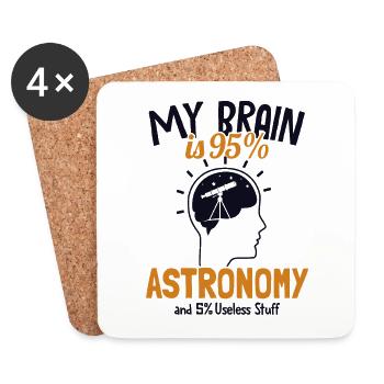 Mon cerveau est à 95% Astronomie Ciel étoilé Cosmologiste - Dessous de verre (lot de 4) - blanc - Devant
