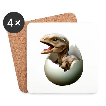Baby dinosaur hatches from egg - Coasters (set of 4) - white - Front