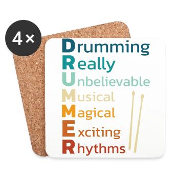 Drums Schlagzeuger Schlagzeugspieler Drummer - Untersetzer (4er-Set) - Weiß - Vorne