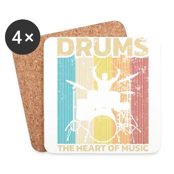 Drums Schlagzeuger Schlagzeugspieler Drummer - Untersetzer (4er-Set) - Weiß - Vorne
