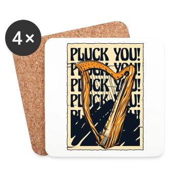 Pluck You Harfe Konzertharfe Harfenmusik - Untersetzer (4er-Set) - Weiß - Vorne