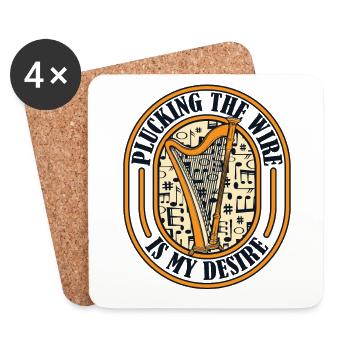 Plucking The Wire Is My Desire Concert Harp - Coasters (set of 4) - white - Front