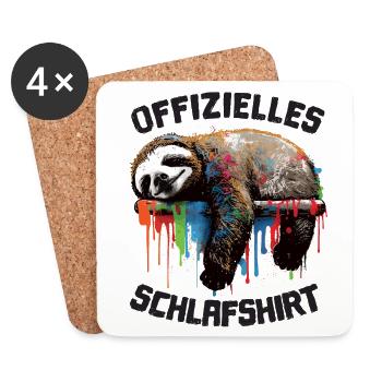 Graffiti Faultier Offizielles Schlafshirt - Untersetzer (4er-Set) - Weiß - Vorne