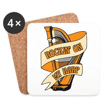 Rockin On My Harp Harp Concert Harpe Harpiste - Dessous de verre (lot de 4) - blanc - Devant