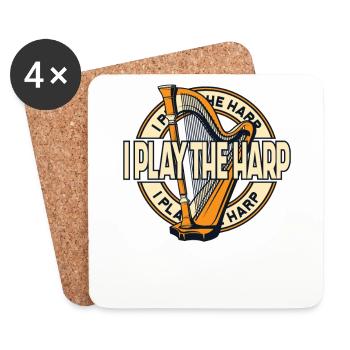 I Play The Harp Konzertharfe Harfenmusik Harfe - Untersetzer (4er-Set) - Weiß - Vorne
