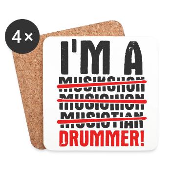 Schlagzeug Spieler Drummer - Untersetzer (4er-Set) - Weiß - Vorne