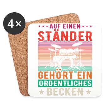 Drums Schlagzeuger Schlagzeugspieler Drummer - Untersetzer (4er-Set) - Weiß - Vorne