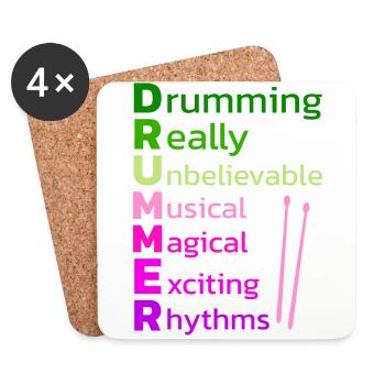 Drums Schlagzeuger Schlagzeugspieler Drummer - Untersetzer (4er-Set) - Weiß - Vorne