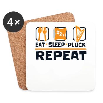 Eat Sleep Pluck Repeat Harfe Konzertharfe - Untersetzer (4er-Set) - Weiß - Vorne