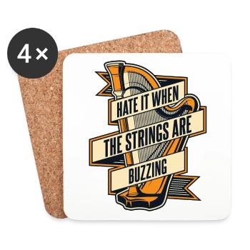 Hate It When The Strings Are Buzzing Harfe - Untersetzer (4er-Set) - Weiß - Vorne