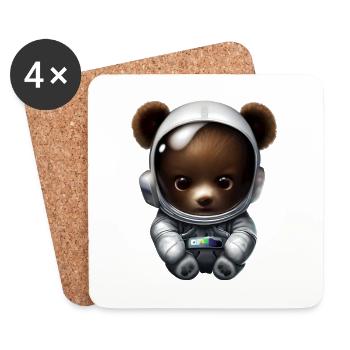 Bear in astronaut suit - Coasters (set of 4) - white - Front
