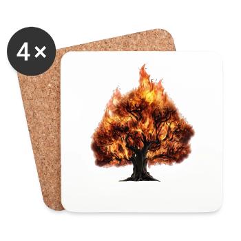 Baum in Flammen - Untersetzer (4er-Set) - Weiß - Vorne