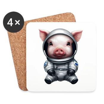 Pig as an astronaut - Coasters (set of 4) - white - Front