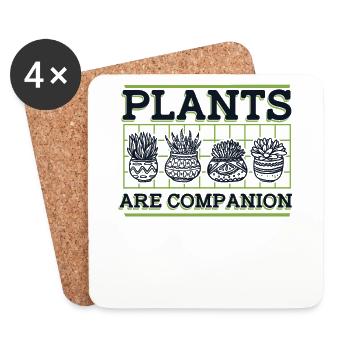 Les plantes sont compagnon jardin de potager - Dessous de verre (lot de 4) - blanc - Devant