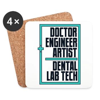 Docteur Ingénieur Artiste Laboratoire dentaire Laboratoire dentaire - Dessous de verre (lot de 4) - blanc - Devant