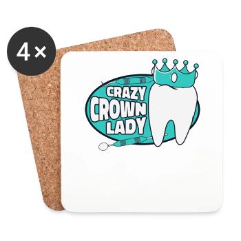 Crazy Crown Lady Laboratoire dentaire Laboratoire dentaire - Dessous de verre (lot de 4) - blanc - Devant