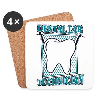 Laboratoire dentaire Laboratoire dentaire Maître technicien dentaire - Dessous de verre (lot de 4) - blanc - Devant