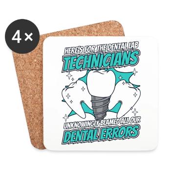 Toutes nos erreurs dentaires Laboratoire dentaire Laboratoire dentaire - Dessous de verre (lot de 4) - blanc - Devant