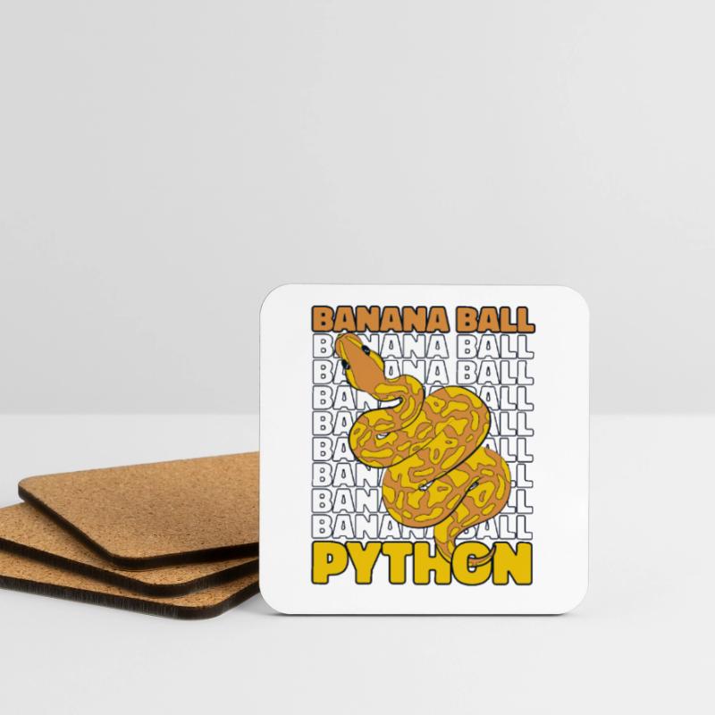 Boule de banane Python Serpent Python Boule de banane Dessous de verre (lot de 4)