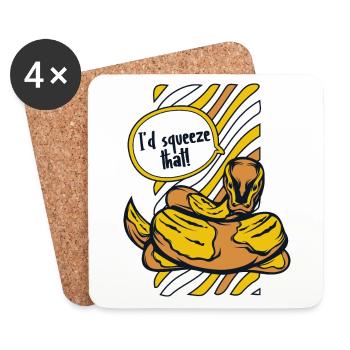 I'd Squeeze That Python Snake Banana Ball - Coasters (set of 4) - white - Front
