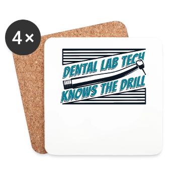 Knows The Drill Zahnlabor Dentallabor - Untersetzer (4er-Set) - Weiß - Vorne