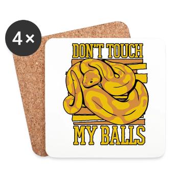 Don't Touch My Balls Snake Python Banana Ball - Coasters (set of 4) - white - Front