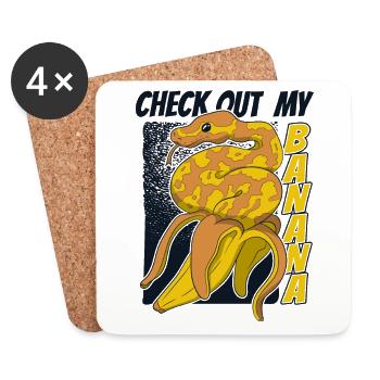 Check Out My Banana Python Snake Banana Ball - Coasters (set of 4) - white - Front
