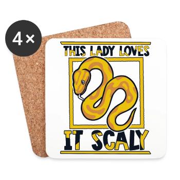 This Lady Loves It Scaly Python Schlange Banana - Untersetzer (4er-Set) - Weiß - Vorne