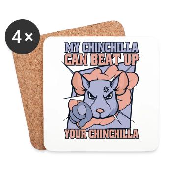 My Chinchilla Can Beat Up Your Chinchilla Breeder - Coasters (set of 4) - white - Front
