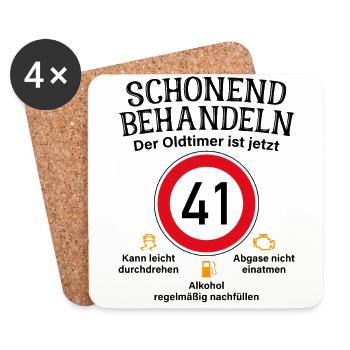 41. Geburtstag Schonend Behandeln Oldtimer Ist 41 - Untersetzer (4er-Set) - Weiß - Vorne