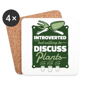 Introverted But Willing To Discuss Plants - Coasters (set of 4) - white - Front