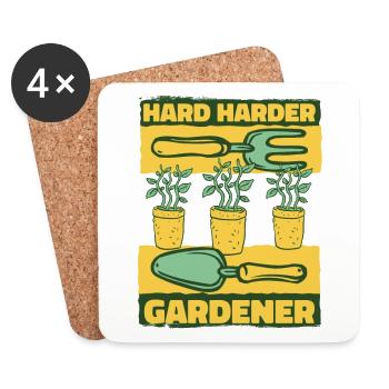 Hard Harder Gardener Gartenbau Schrebergarten - Untersetzer (4er-Set) - Weiß - Vorne