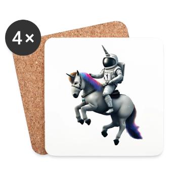 Astronaut auf Einhorn mit Einhorn Helm - Untersetzer (4er-Set) - Weiß - Vorne