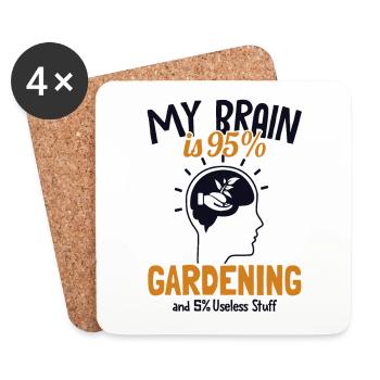 My Brain is 95% Gardening Gartenbau Kleingarten - Untersetzer (4er-Set) - Weiß - Vorne