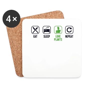 Eat Sleep Love Plants Repeat Horticulture Gardener - Coasters (set of 4) - white - Front