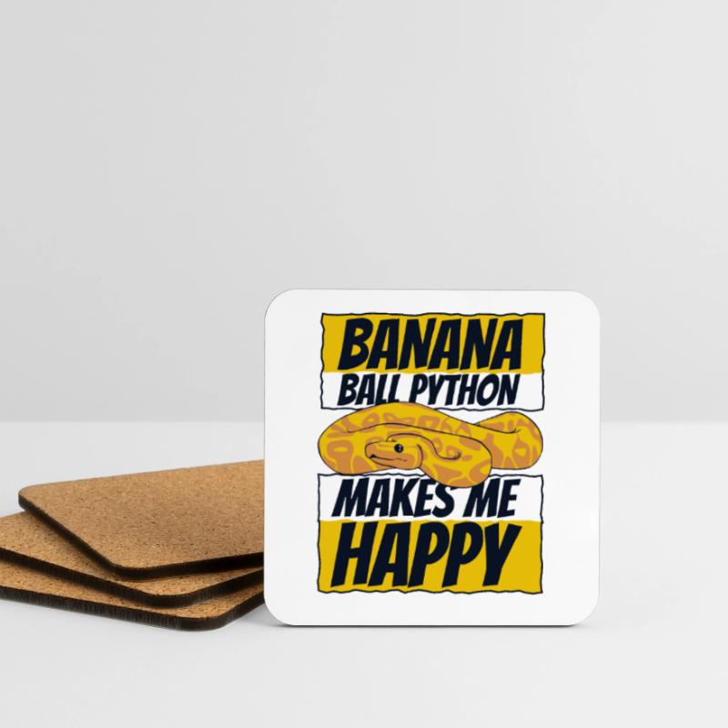 Makes Me Happy Snake Python Banana Ball Python Coasters (set of 4)
