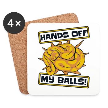 Hands Off My Balls Python Schlange Banana Ball - Untersetzer (4er-Set) - Weiß - Vorne