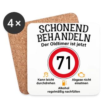 71. Geburtstag Schonend Behandeln Oldtimer Ist 71 - Untersetzer (4er-Set) - Weiß - Vorne