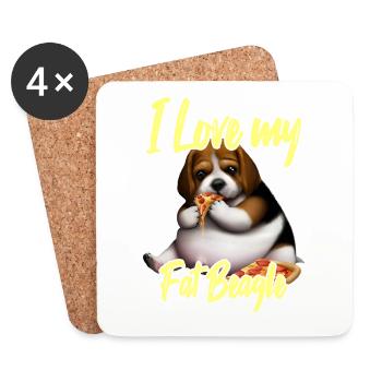 J’aime mon gros beagle - Dessous de verre (lot de 4) - blanc - Devant