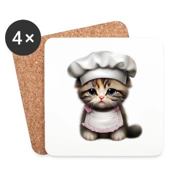 Chef Cat - Coasters (set of 4) - white - Front