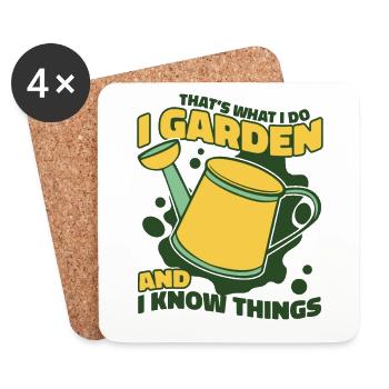 I Garden And I Know Things Allotment Garden Gardener - Coasters (set of 4) - white - Front