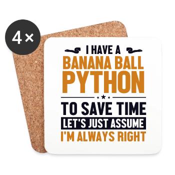 Banana Ball Python Let's Assume I'm Right Banana - Untersetzer (4er-Set) - Weiß - Vorne