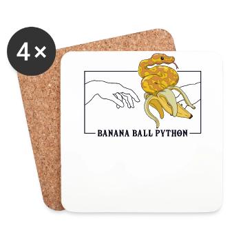 Michelangelo Creation of Adam Banana Ball Python - Coasters (set of 4) - white - Front