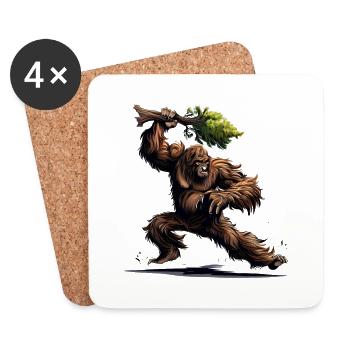Bigfoot en colère - Dessous de verre (lot de 4) - blanc - Devant