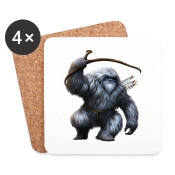 Yeti with bow and arrow - Coasters (set of 4) - white - Front