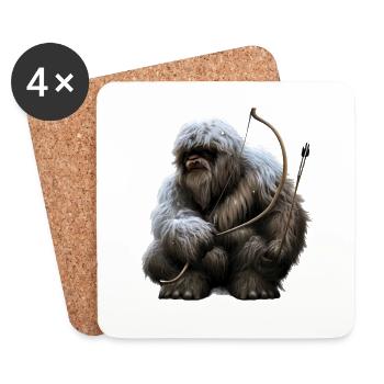 Yeti with bow and arrow - Coasters (set of 4) - white - Front